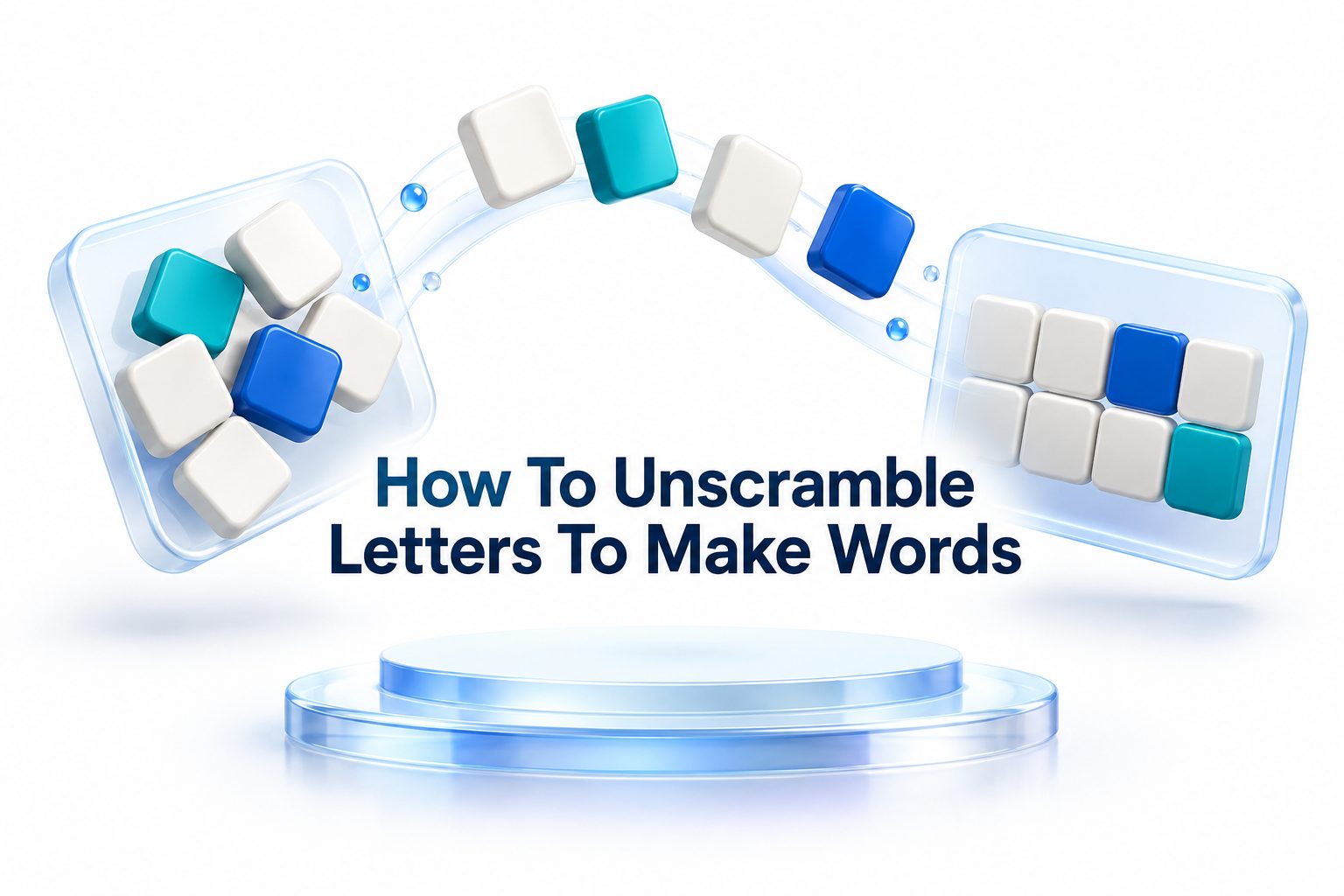 Scattered letter tiles arranged to form words on a wooden table